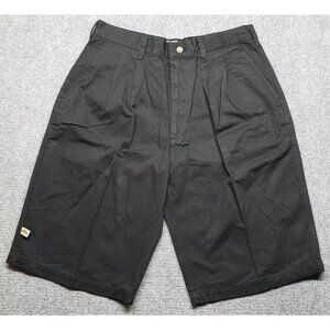 PJ Mark Shorts Mens 34 Black Chino Solid Cotton Vintage Pockets High Rise New